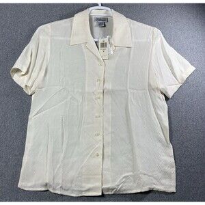 Style & Co Women 100% Silk Blouse Short Sleeves Ivory NWT size 8